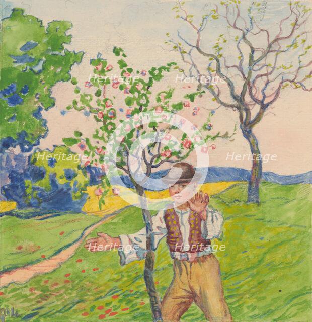 3.- A boy in a spring garden, 1932. Creator: Gustav Mally.