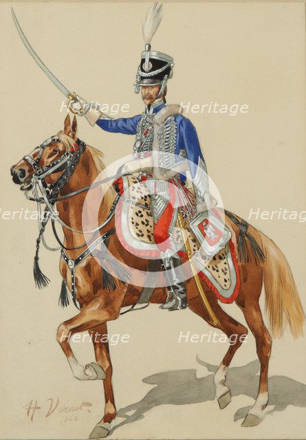 Russian Hussar Raising his Sabre.
