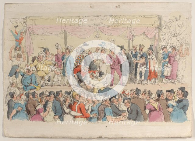 Plate 14: Richardson's Show, from "World in Miniature", 1816., 1816. Creator: Thomas Rowlandson.