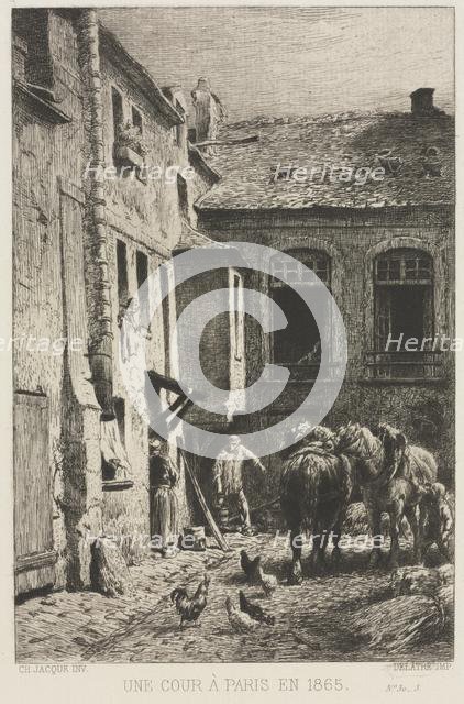 Une Cour à Paris, 1865. Creator: Charles-Émile Jacque (French, 1813-1894).