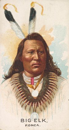 Big Elk, Ponca, from the American Indian Chiefs series (N2) for Allen & Ginter Cigarettes ..., 1888. Creator: Allen & Ginter.