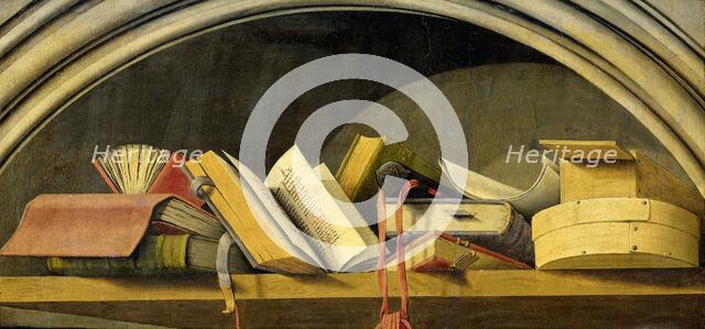 Still Life with Books in a Niche, 1442-1445. Creator: Barthélemy d'Eyck.