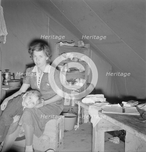 Young mother, aged twenty-two..., FSA mobile camp, Merrill, Klamath County, Oregon, 1939. Creator: Dorothea Lange.
