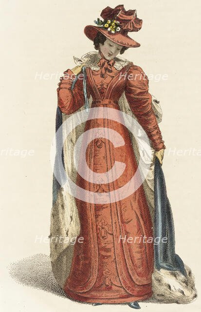 Fashion Plate (Promenade Dress), 1825. Creator: Rudolph Ackermann.