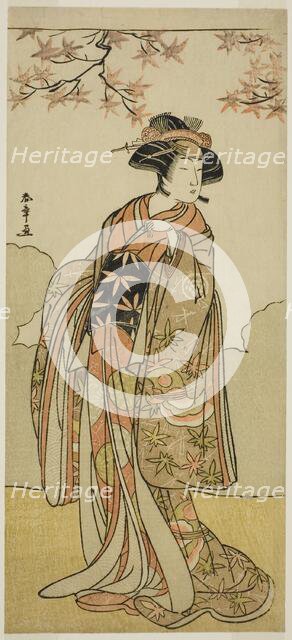 The Actor Osagawa Tsuneyo II as Onoe no Mae in the Play Date Nishiki Tsui no Yumitori..., c. 1778. Creator: Shunsho.