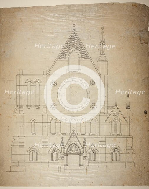 Second Presbyterian Church, Chicago, Illinois, East Elevation, 1874. Creator: Renwick & Sands.