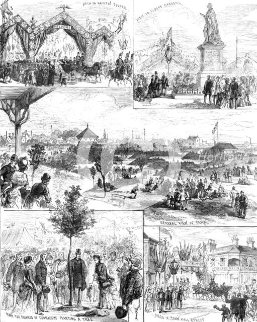 The Duke and Duchess of Connaught opening the People's Park at Great Grimsby, 1883. Creator: Unknown.