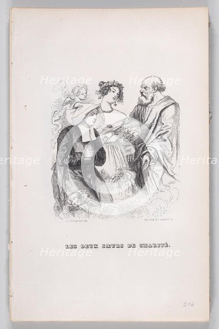 The Two Sisters of Charity from The Complete Works of Béranger, 1836. Creators: Louis-Henri Brevière, Cesar-Auguste Hebert.
