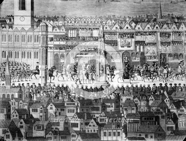 Procession of Edward VI along Cheapside, City of London, c1550. Artist: Unknown