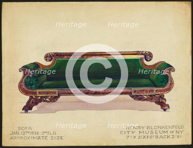 Sofa, 1936. Creator: Henry Blonkenfeld.