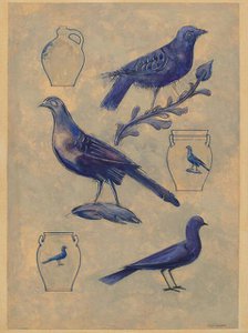 Bird Decorations for Stoneware, 1935/1942. Creator: Charles Caseau.