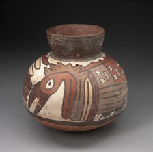 Jar with Narrowed Neck Depicting Abstract Birds, 180 B.C./A.D. 500. Creator: Unknown.