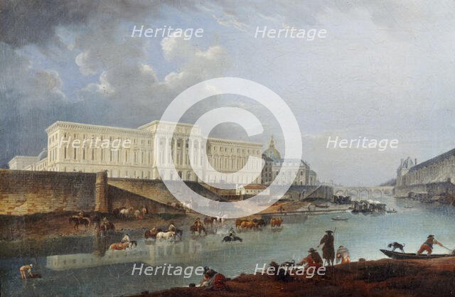 L'Hôtel de la Monnaie, le quai de Conti et la Seine, vus de la pointe de la Cité, 1777. Creator: Demachy, Pierre-Antoine (1723-1807).