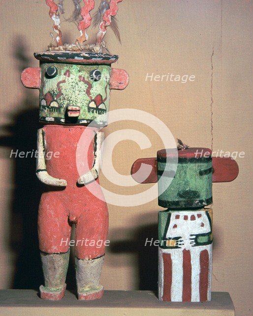 Wooden Hopi Katchina Dolls representing gods. Artist: Unknown