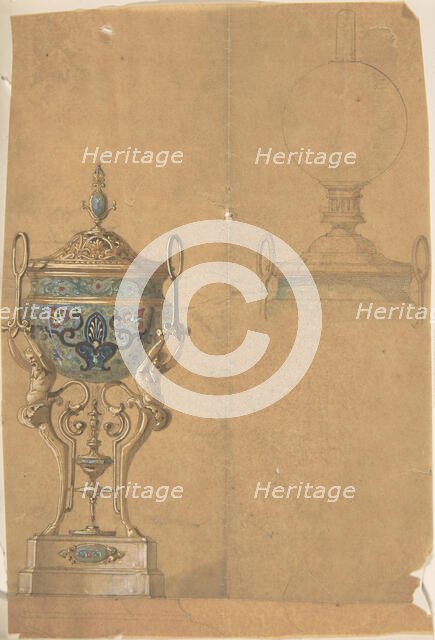 Stone Vessel Supported on Legs in the Form of Fauns, with a Metal Lid, second half 19th cent. Creator: Anon.