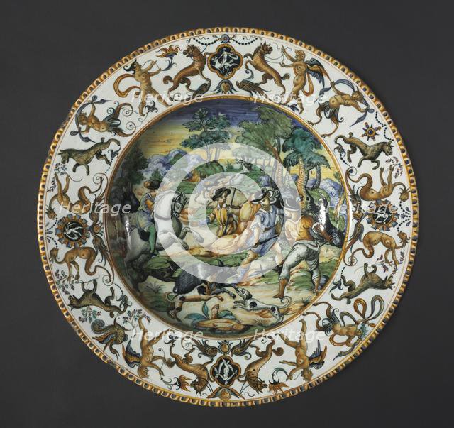 Plate: A Boar Hunt, c. 1560. Creator: Unknown.