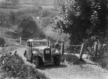 1933 Singer coupe taking part in a West Hants Light Car Club Trial, Ibberton Hill, Dorset, 1930s. Artist: Bill Brunell.
