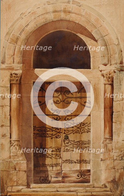Portal of Church of Nervy St. Sepulchre (facsimile copy of a drawing by E. Viollet Le Duc...), 1880. Creator: Cass Gilbert.