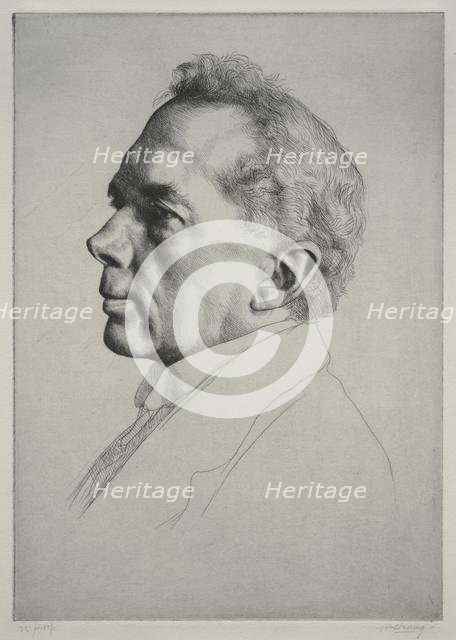 Campbell Dodgson, Profile to the Left, 1919. Creator: William Strang (British, 1859-1921).