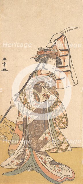 Kabuki Actor Segawa Kikunojo III in a Female Role (Shizuka Gozen) , ca. 1777. Creator: Shunsho.