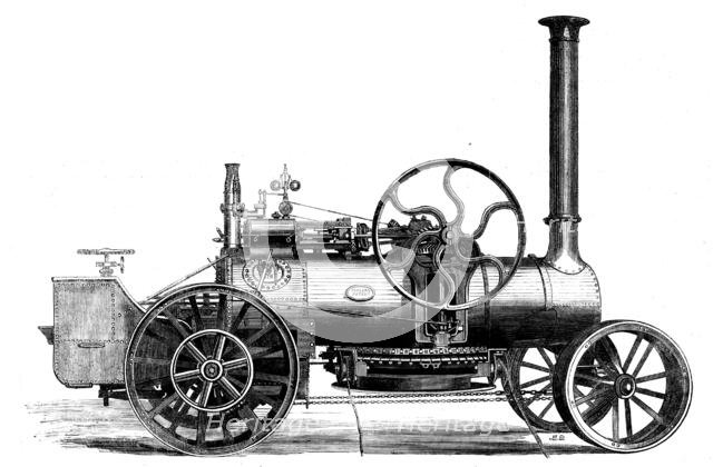 The International Exhibition: Fowler's patent engine and windlass for steam-ploughing, 1862. Creator: Unknown.