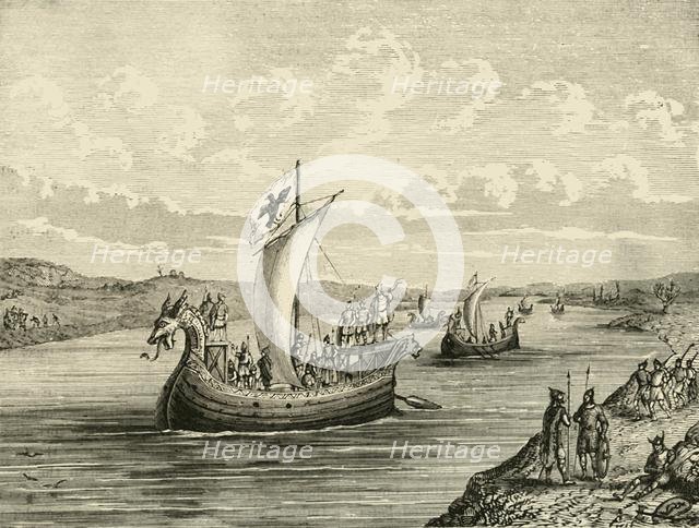 'Scandinavian Vessels Ascending A River', 1890.  Creator: Unknown.
