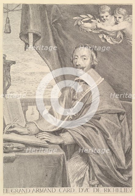Portrait of Cardinal Richelieu, 1651. Creator: Claude Mellan.