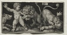 Lions Attacking Children, 1594. Creator: Nicolaes de Bruyn (Netherlandish, 1571-1656); A. van Londerseel.