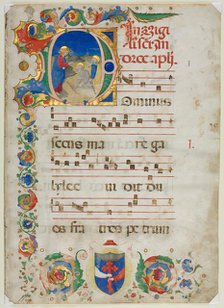 Bifolium Excised from an Antiphonary: Initial D[ominus Iesus]…, c. 1425-1450. Creator: Unknown.