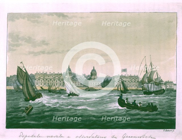 Naval Hospital and Greenwich Observatory, engraving.