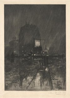 A Rainy Night, Madison Square, 1890. Creator: Charles Frederick William Mielatz.