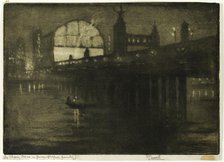 Charing Cross at Night, 1896. Creator: Joseph J Pennell.