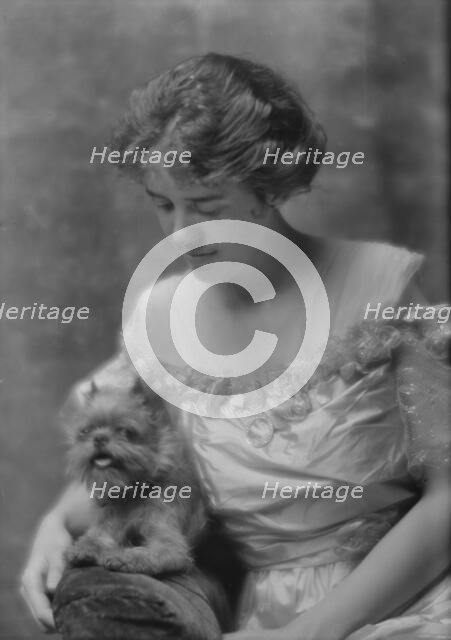 Stevens, J., Miss, with dog, portrait photograph, 1914 June 8. Creator: Arnold Genthe.