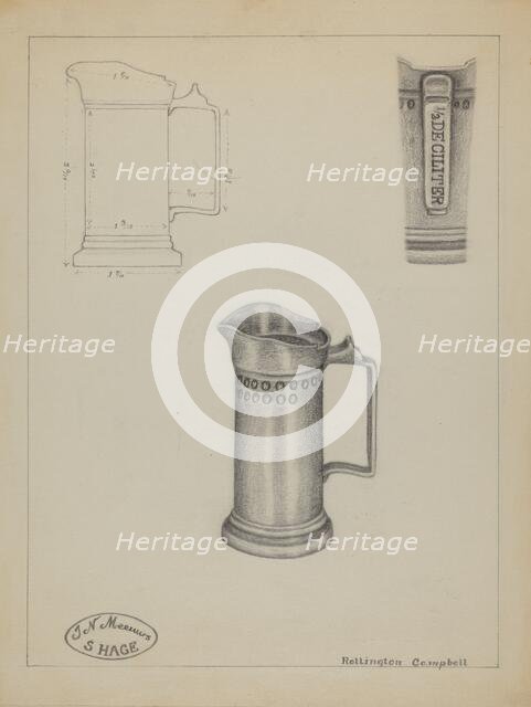 Pewter Pitcher, c. 1936. Creator: Rollington Campbell.