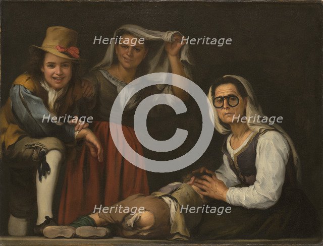 Four Figures on a Step. Artist: Murillo, Bartolomé Estebàn (1617-1682)