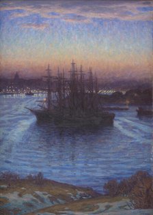Ships at Anchor. Winter, 1908. Creator: Prince Eugen, Duke of Närke.