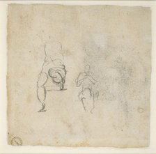 Two very slight sketches of seated Figures, c1490-1560. Artist: Michelangelo Buonarroti.
