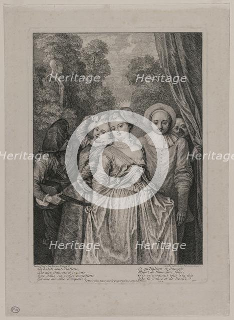 The Clothes are Italian , 1715-1716. Creator: Jean Antoine Watteau (French, 1684-1721); Charles Simonneau (French, 1645-1728), and.