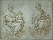 Two Seated Kings of Judah; Josiah and Hezekiah, 1591. Creator: Bernardo Castello.
