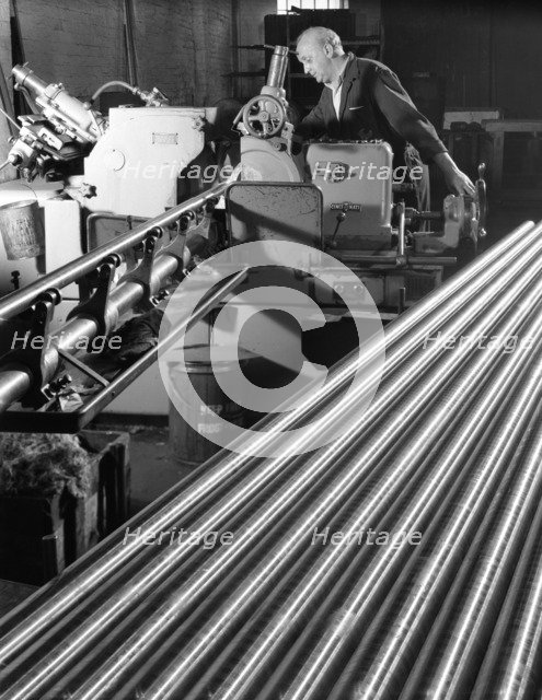 Grinding steel bars at J Beardshaw & Sons, Sheffield, 1963. Artist: Michael Walters