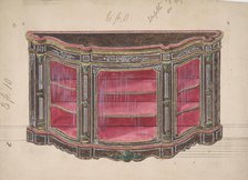 Design for a Glass Fronted Cabinet with Red Interior, 19th century. Creator: Anon.