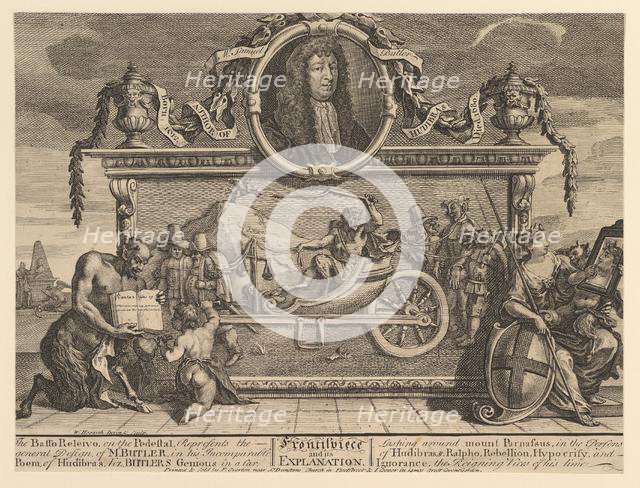 Frontispiece and Its Explanation: Twelve Large Illustrations for Samuel Butler..., February 1725-26. Creator: William Hogarth.