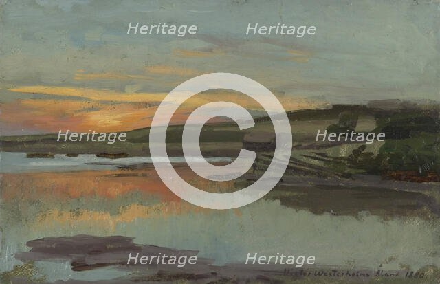 Sunset in the bay, 1880. Creator: Victor Westerholm.