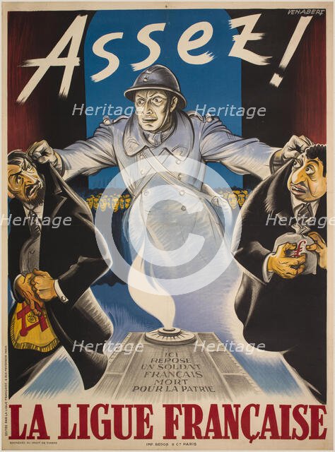 Assez! Ici repose un soldat français mort pour la patrie. La ligue Française, 1942. Creator: Venabert (active 1920s-1930s).