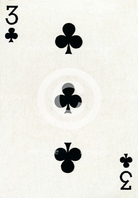 3 of Clubs from a deck of Goodall & Son Ltd. playing cards, c1940. Artist: Unknown.