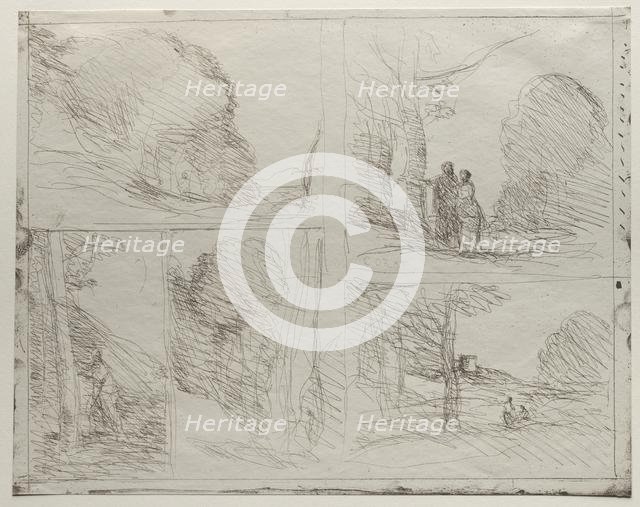 The Garden of Pericles; The Painter's Lane; Scrawl; The Large Woodcutter…, printed in 1921. Creator: Jean Baptiste Camille Corot (French, 1796-1875).