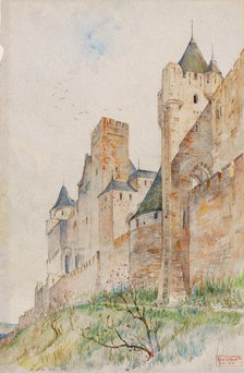 Battlements of Carcassonne, France, 1913. Creator: Cass Gilbert.