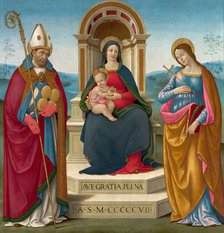 Madonna and Child with St Justus of Volterra and St Margaret of Antioch., 1507. Creator: Bastiano Mainardi.