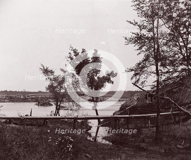 Fort Darling. Masked Battery and Obstruction in James River, ca. 1865. Creator: William Frank Browne.