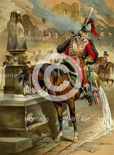 Illustration to the book The Surprising Adventures of Baron Münchhausen by Rudolph Erich Raspe, 1896. Artist: Franz, Gottfried (1846-1905)